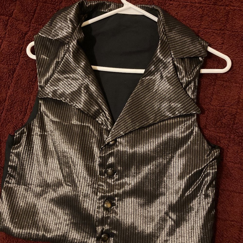 1800s Style Vintage Gray Striped Waistcoat